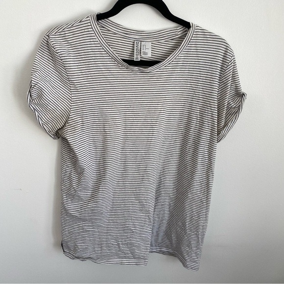 H&m Striped Cotton Short Sleeve Top Shirt T-Shirt in Black / White • sz M Medium - Picture 1 of 6